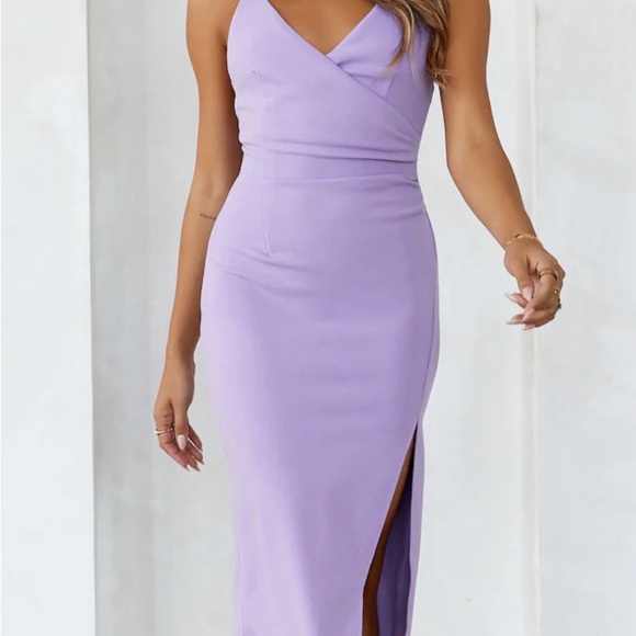 Hello Molly Dresses & Skirts - Hello Molly Lavender Wrap V-Neck Maxi Dress with Side Slit